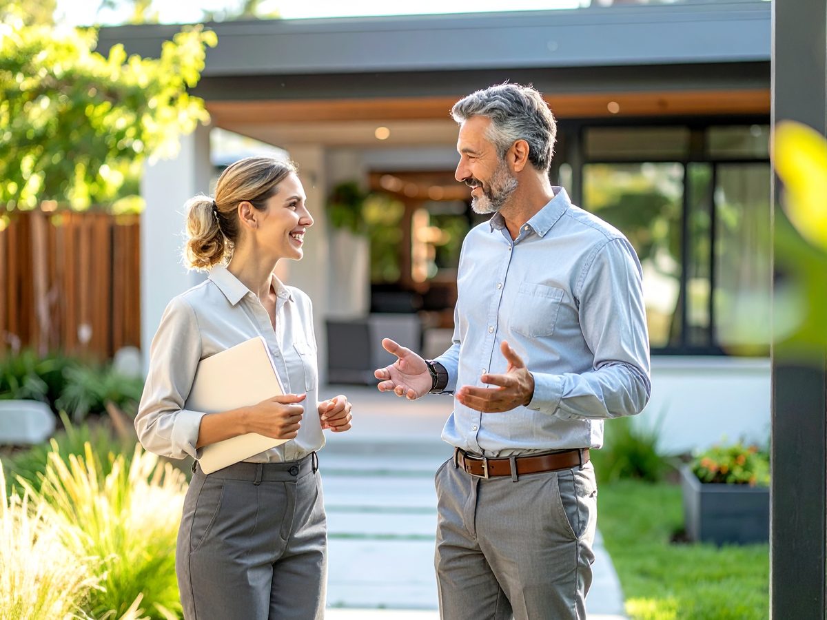 A Perch Crew professional walking a property with a homeowner and talking through what the home needs next.